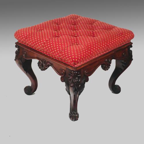antique 19th century Anglo-Indian rosewood upholstered stool