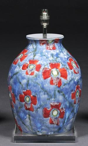 Lamp Table Cobridge Poppy and Ice Wildflower Vase Blue Red Green White