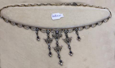 Rare Guilliano enamel diamond and pearl necklace, circa 1870