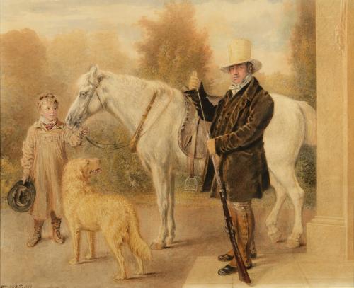 William Henry Hunt, A sportsman with a boy, pony and dog