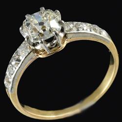 Edwardian yellow gold diamond single stone ring
