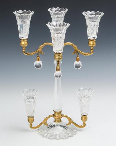 A Brass Lacquered and Cut Glass Flower Epergne by F&C Osler
