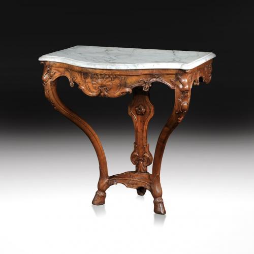Early 18th Century French Regence Walnut Marble Console Table