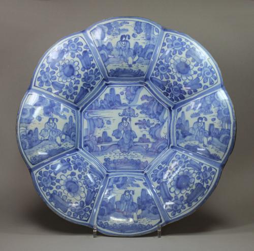 German faience blue and white lobed dish c.1700