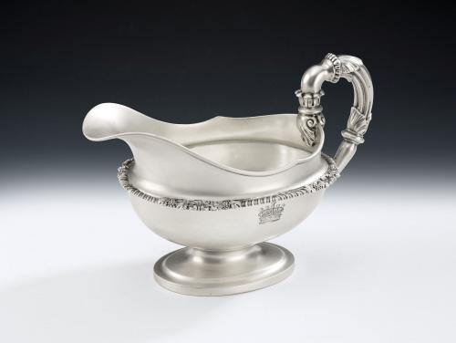 A very unusual & substantial George III Sauceboat made in London in 1817 by William Burwash
