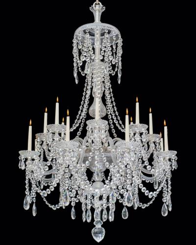 A Sixteen Light Antique Crystal Chandelier by Perry & Co