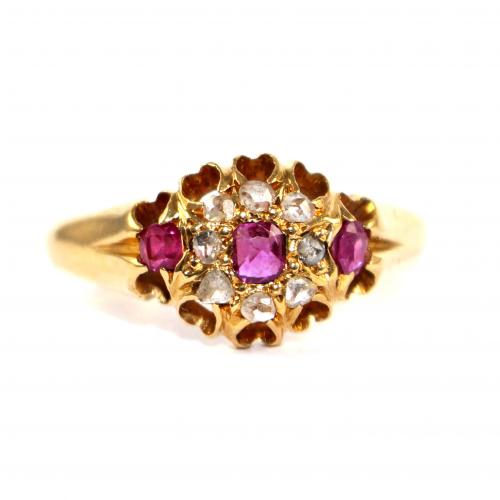 Victorian Ruby & Diamond Cluster Ring c.1900