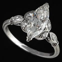 Edwardian marquise diamond platinum set ring