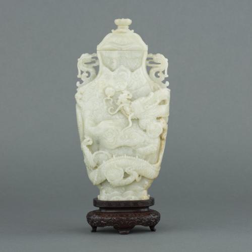 Chinese jade baluster vase and cover, Early Ming dynasty, 15th/16th century
