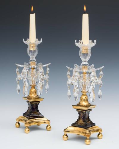 A Pair of Cut Glass Georgian Candlesticks by William Parker