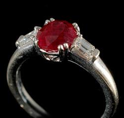 White gold, ruby and diamond ring 1940/1950's