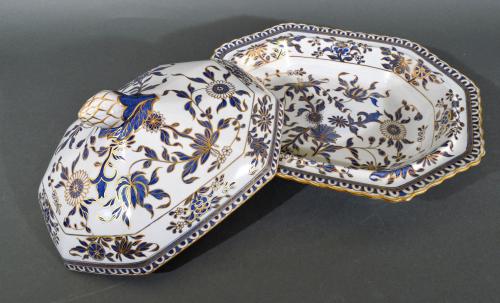 Spode New Stone China Blue & Gold Vegetable Dish, 1810-20