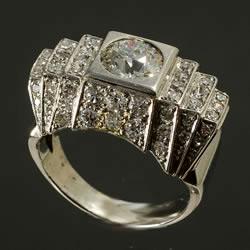 Platinum set diamond cocktail ring, circa 1940