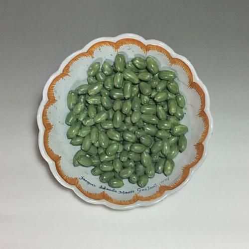 French Faience Trompe L'oeil Bowl with Olives, Nevers, France, Dated 1774