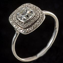 Platinum set Edwardian diamond target ring, circa 1910