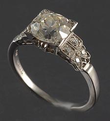 Platinum set old cut diamond ring