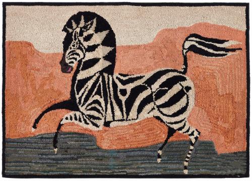 American Hooked Rug Depicting a Zebra, Early 20th Century