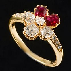 Edwardian ruby and diamond, yellow gold ring