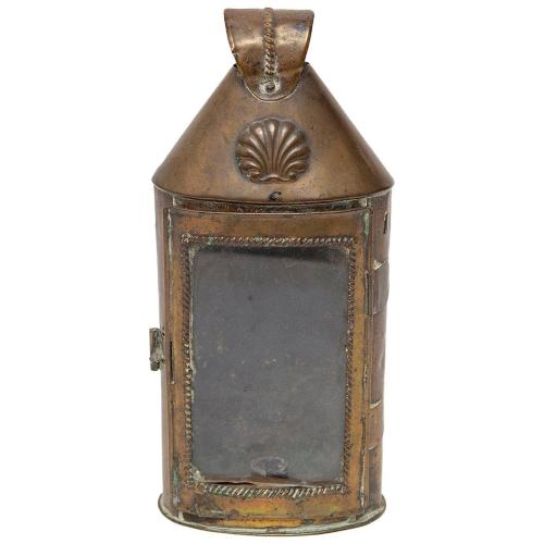 Lantern Handheld Portable Carrying Brass Repousse Georgian Glazed Candle