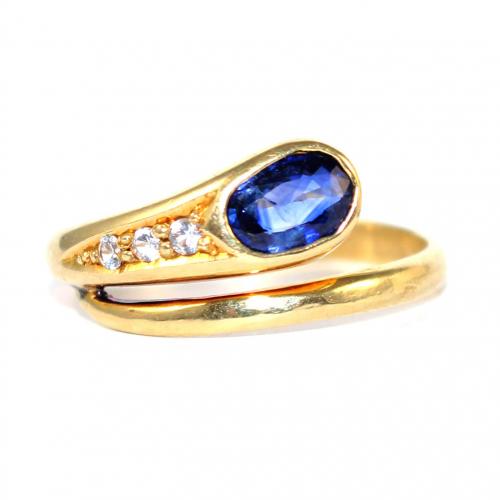 Sapphire & Diamond Snake Ring