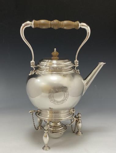 Crichton Georgian silver kettle and stand 1920