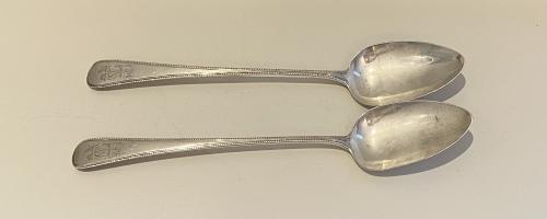 Richar Crossley Georgian silver basting gravy serving spoons 1805