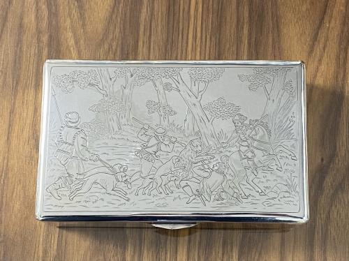 Israel Segalov Silver hunting scene box 1924