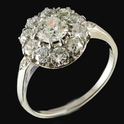 Edwardian platinum diamond cluster ring