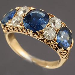 Victorian Burmese sapphire and diamond half hoop ring