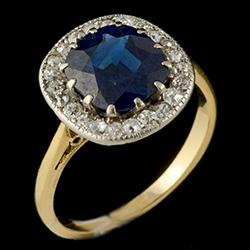 Edwardian sapphire and diamond cluster ring