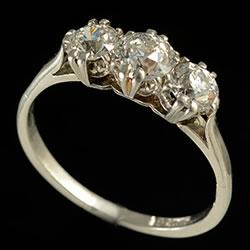 Platinum three stone Edwardian ring