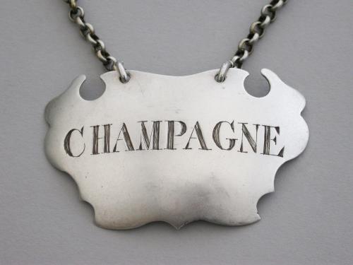 George II Silver Wine Label Champagne