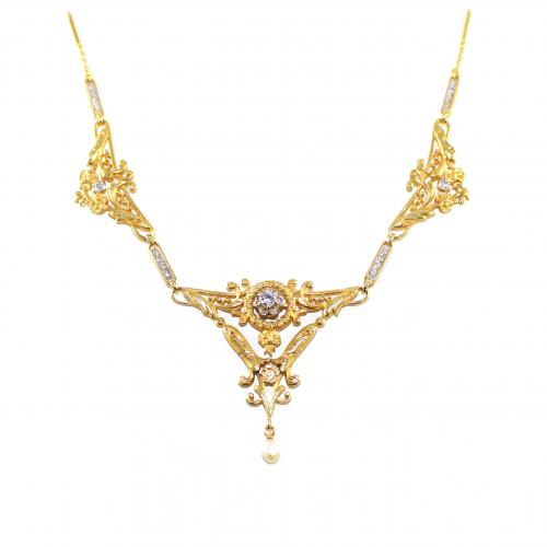 Art Nouveau French Gold and Diamond Necklace c.1910