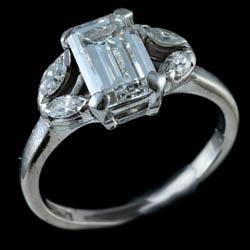 Art Deco emerald cut diamond ring circa 1910