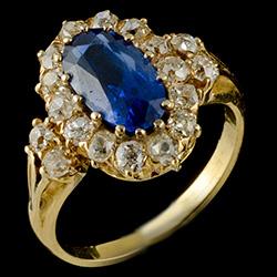 Victorian sapphire and diamond cluster ring