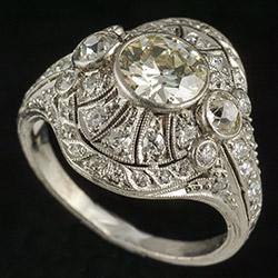 Platinum and diamond large ring, circa 1910