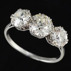 Platinum and diamond Edwardian three stone ring