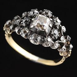 Diamond Georgian gold on silver ring