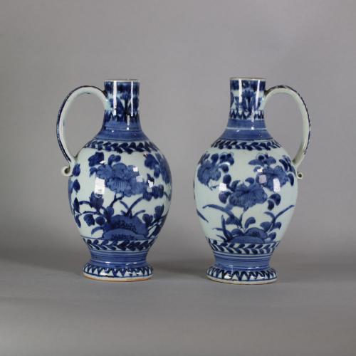 Japanese blue and white jugs, circa 1680