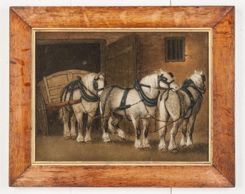 Zobel Sand Picture of 3 Dray Horses
