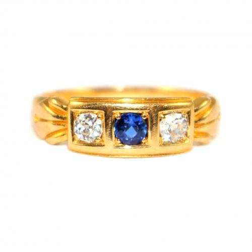 Victorian Sapphire & Diamond Band Ring c.1890
