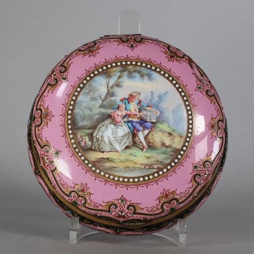 Viennese enamel pink ground box, late 19th century