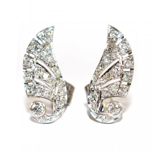 Art Deco Diamond Wing Clip Earrings c.1930