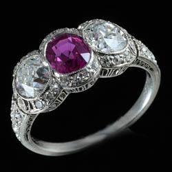 Burmese ruby and diamond Edwardian ring by Caldwell