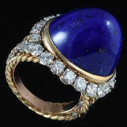Lapis fine diamond ring, circa 1970