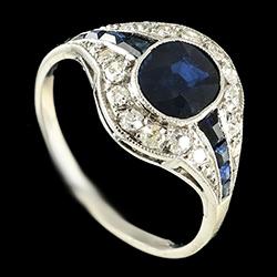Art Deco sapphire and diamond ring, circa 1920/30