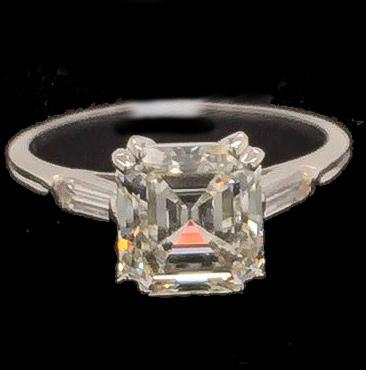 Emerald cut diamond Art Deco ring