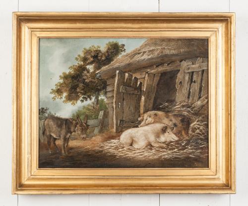 Georgian sand picture of pigs in a sty