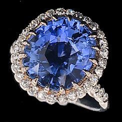 Edwardian natural sapphire and diamond cluster ring