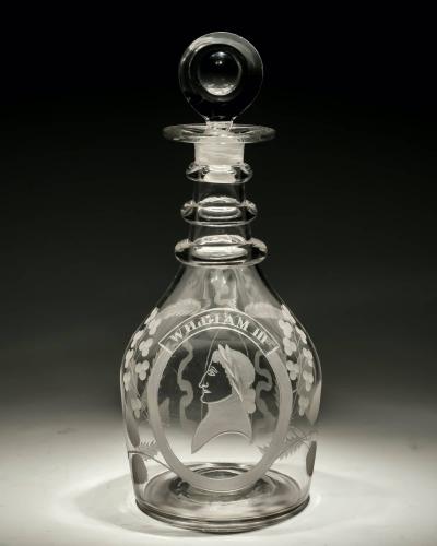 A Dutch Engraved Glass Decanter